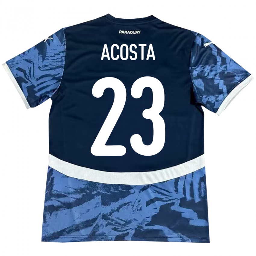 Női Paraguay Fátima Acosta #23 Kék Idegenbeli Jersey 24-26 Mez Póló Ing