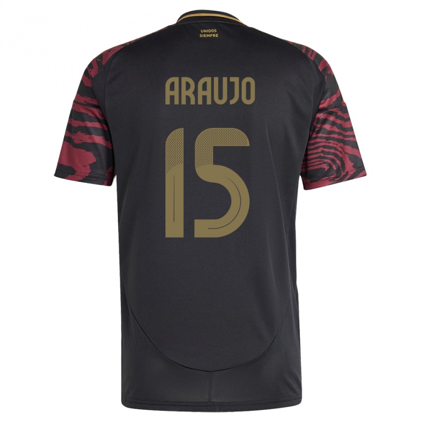 Női Peru Miguel Araujo #15 Fekete Idegenbeli Jersey 24-26 Mez Póló Ing