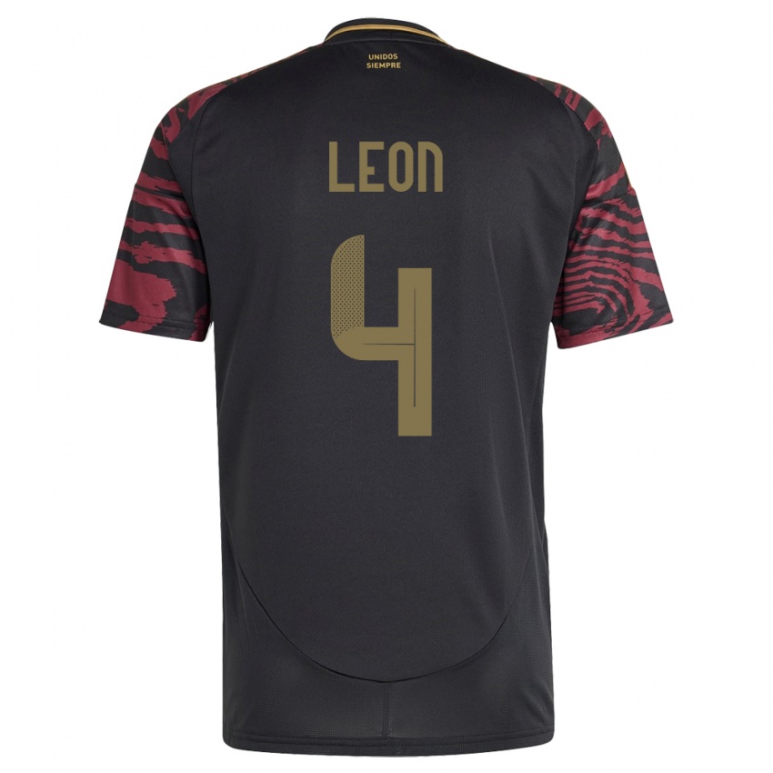 Női Peru Mía León #4 Fekete Idegenbeli Jersey 24-26 Mez Póló Ing