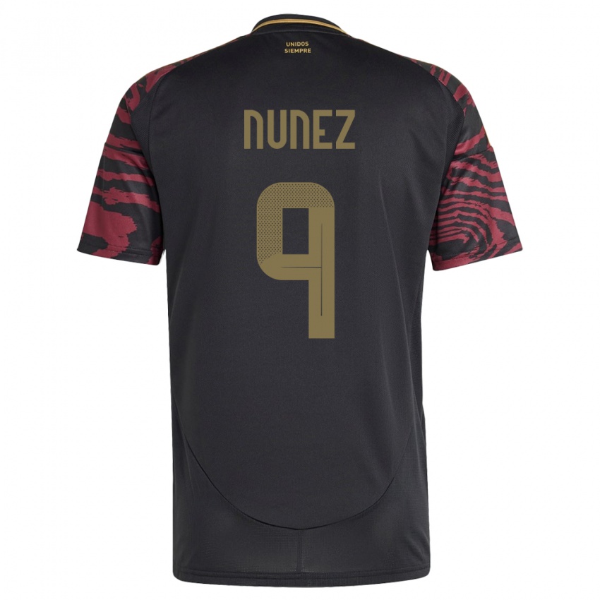 Női Peru Pierina Núñez #9 Fekete Idegenbeli Jersey 24-26 Mez Póló Ing