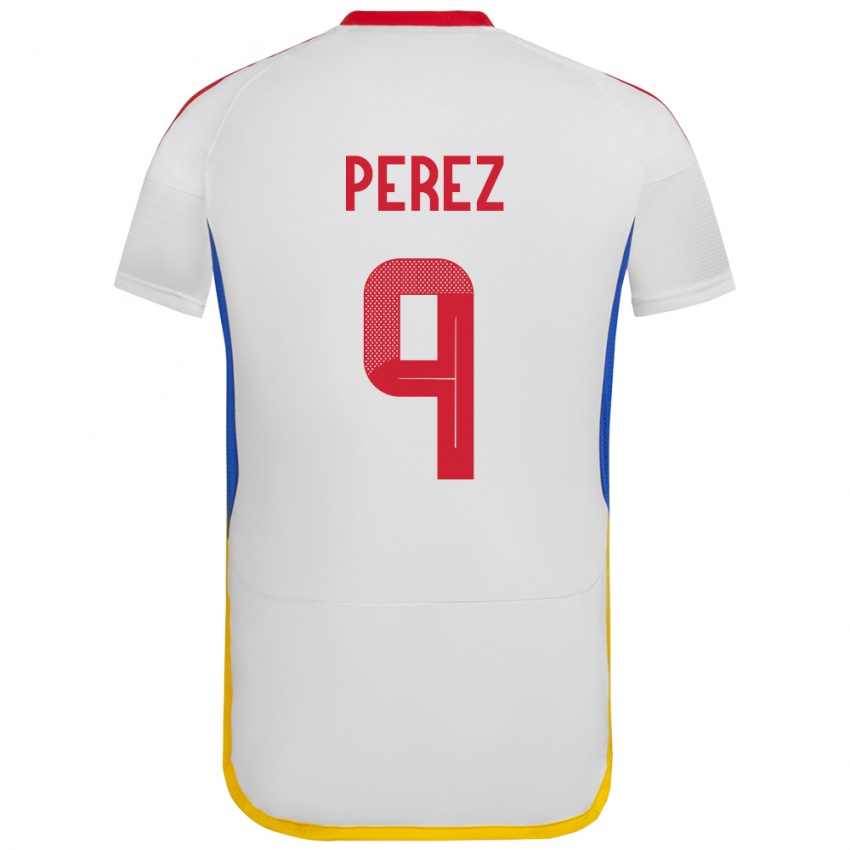 Női Venezuela Daniel Pérez #9 Fehér Idegenbeli Jersey 24-26 Mez Póló Ing