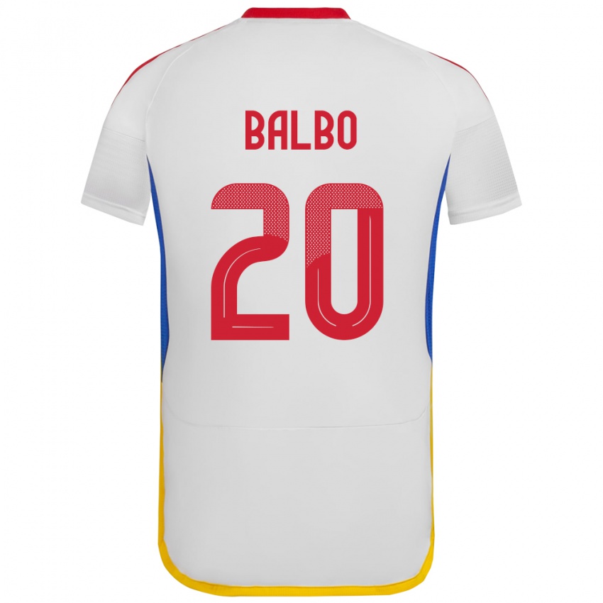 Női Venezuela Luis Balbo #20 Fehér Idegenbeli Jersey 24-26 Mez Póló Ing