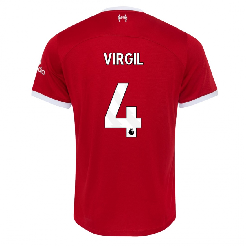 Gyermek Virgil Van Dijk #4 Piros Hazai Jersey 2023/24 Mez Póló Ing