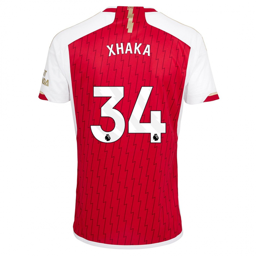 Gyermek Granit Xhaka #34 Piros Hazai Jersey 2023/24 Mez Póló Ing