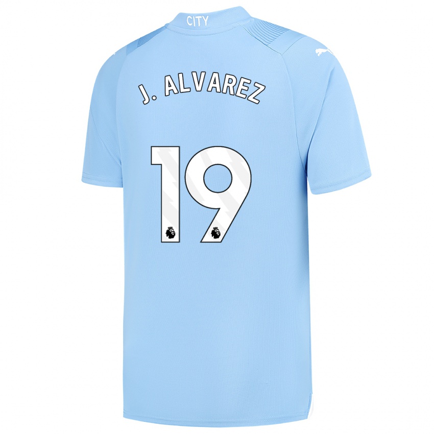 Gyermek Julian Alvarez #19 Világoskék Hazai Jersey 2023/24 Mez Póló Ing