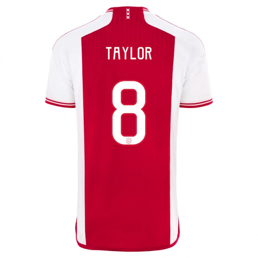 Gyermek Kenneth Taylor #8 Piros Fehér Hazai Jersey 2023/24 Mez Póló Ing