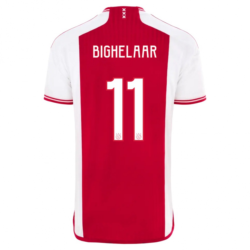 Gyermek Marjolijn Van Den Bighelaar #11 Piros Fehér Hazai Jersey 2023/24 Mez Póló Ing