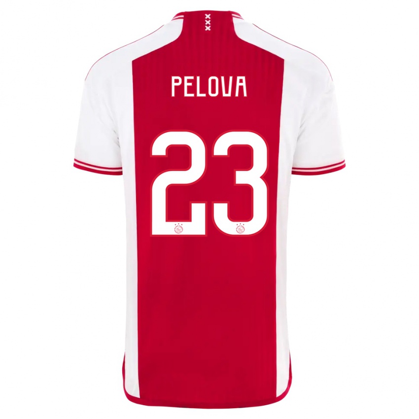 Gyermek Victoria Pelova #23 Piros Fehér Hazai Jersey 2023/24 Mez Póló Ing