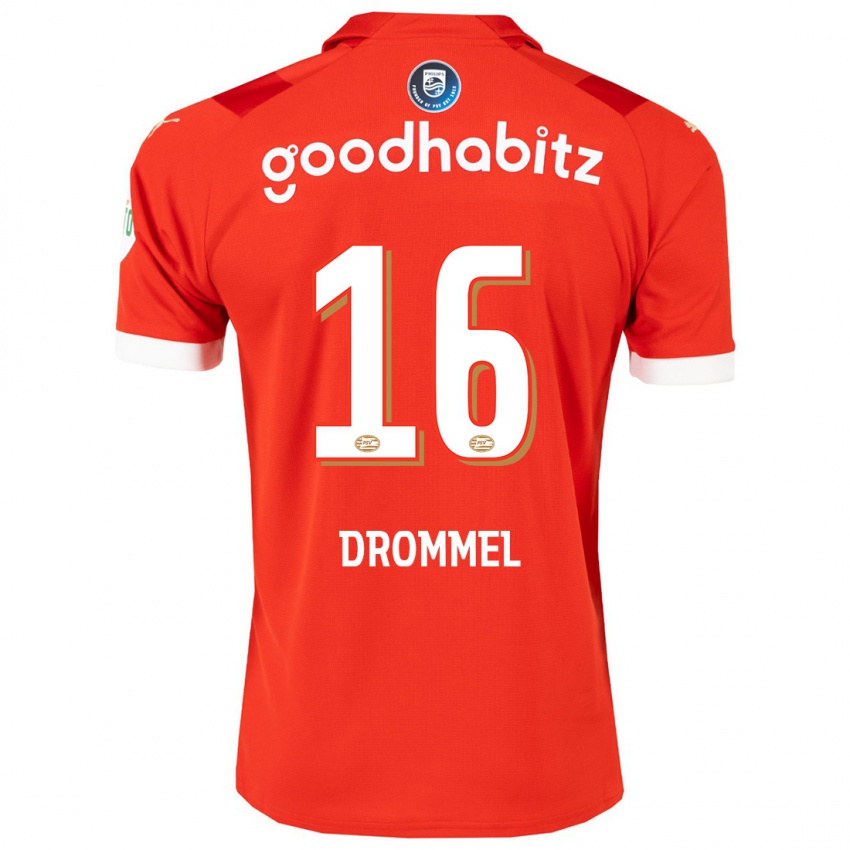 Gyermek Joel Drommel #16 Piros Hazai Jersey 2023/24 Mez Póló Ing