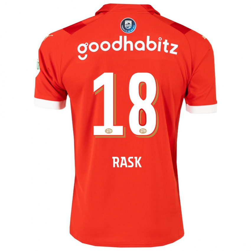 Gyermek Caroline Rask #18 Piros Hazai Jersey 2023/24 Mez Póló Ing