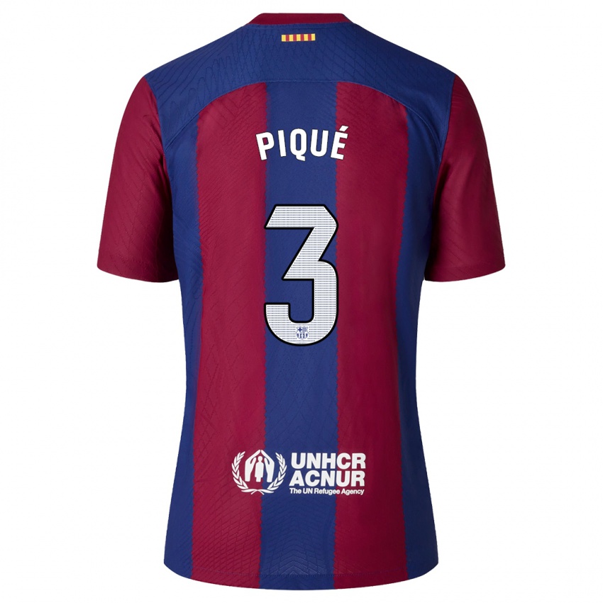 Gyermek Gerard Pique #3 Piros Kék Hazai Jersey 2023/24 Mez Póló Ing