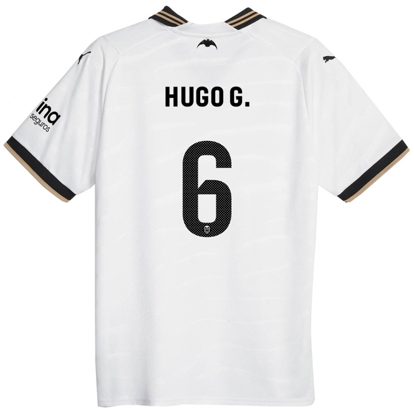 Gyermek Hugo Guillamon #6 Fehér Hazai Jersey 2023/24 Mez Póló Ing