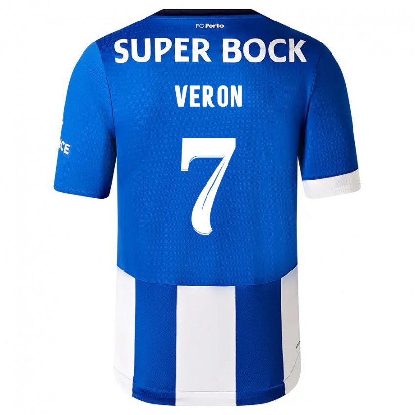 Gyermek Gabriel Veron #7 Kék Fehér Hazai Jersey 2023/24 Mez Póló Ing