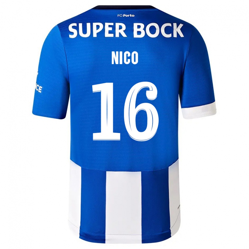 Gyermek Nico Gonzalez #16 Kék Fehér Hazai Jersey 2023/24 Mez Póló Ing