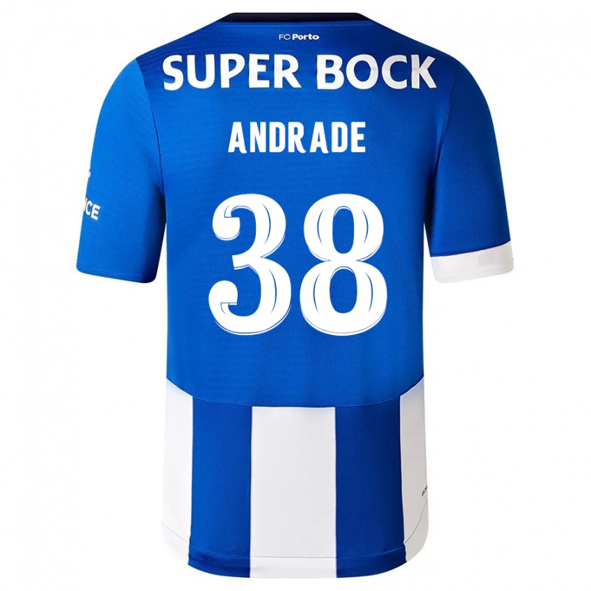 Gyermek Fernando Andrade #38 Kék Fehér Hazai Jersey 2023/24 Mez Póló Ing