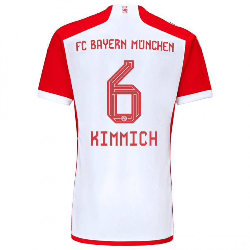 Gyermek Joshua Kimmich #6 Piros Fehér Hazai Jersey 2023/24 Mez Póló Ing