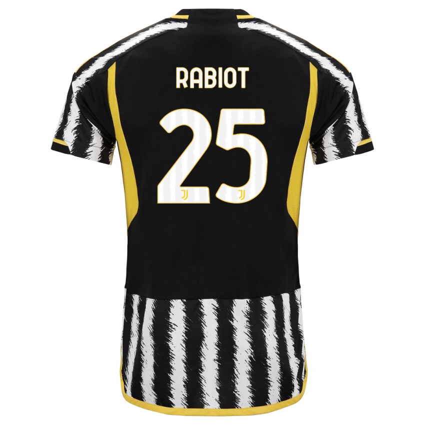 Gyermek Adrien Rabiot #25 Fekete-Fehér Hazai Jersey 2023/24 Mez Póló Ing