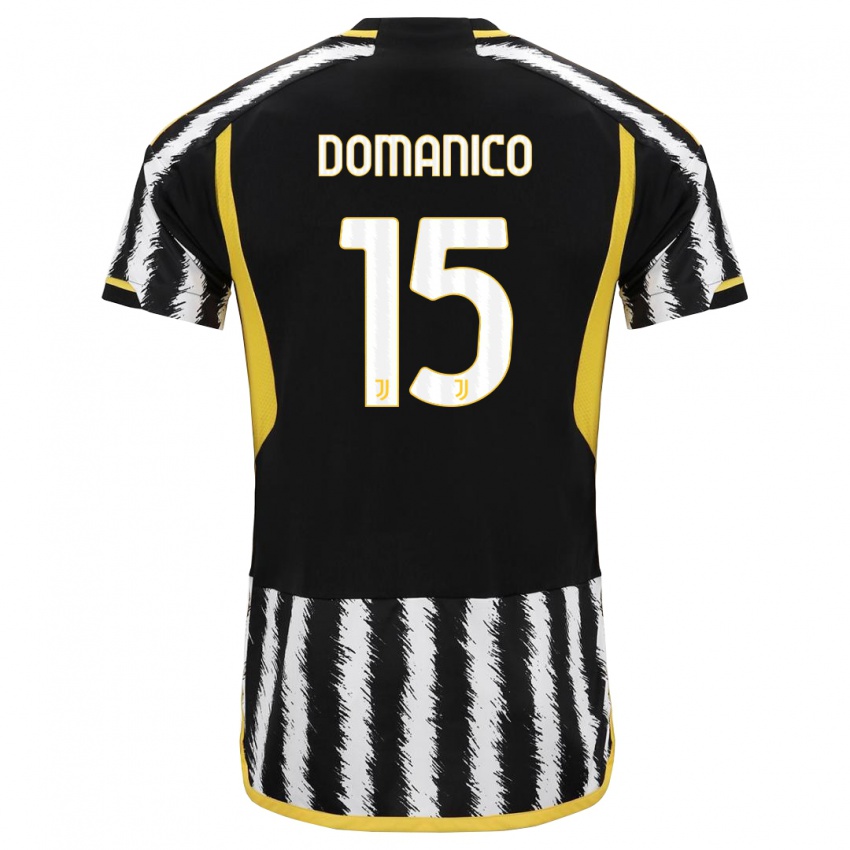 Gyermek Saverio Domanico #15 Fekete-Fehér Hazai Jersey 2023/24 Mez Póló Ing