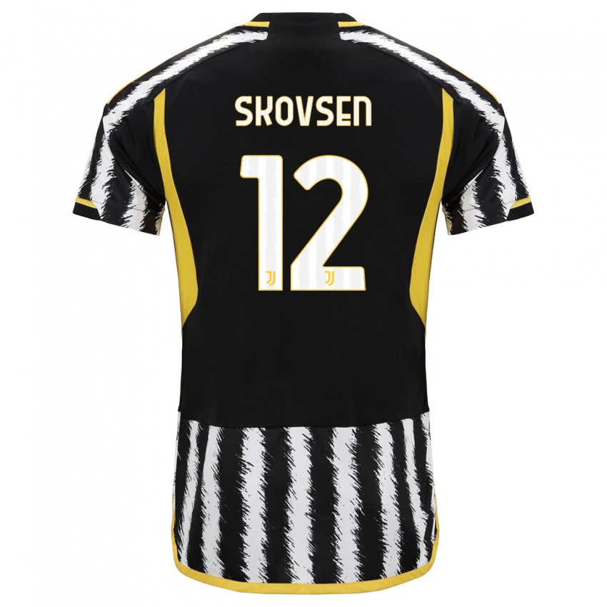 Gyermek Matilde Lundorf Skovsen #12 Fekete-Fehér Hazai Jersey 2023/24 Mez Póló Ing