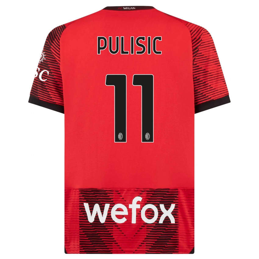 Gyermek Christian Pulisic #11 Piros Fekete Hazai Jersey 2023/24 Mez Póló Ing