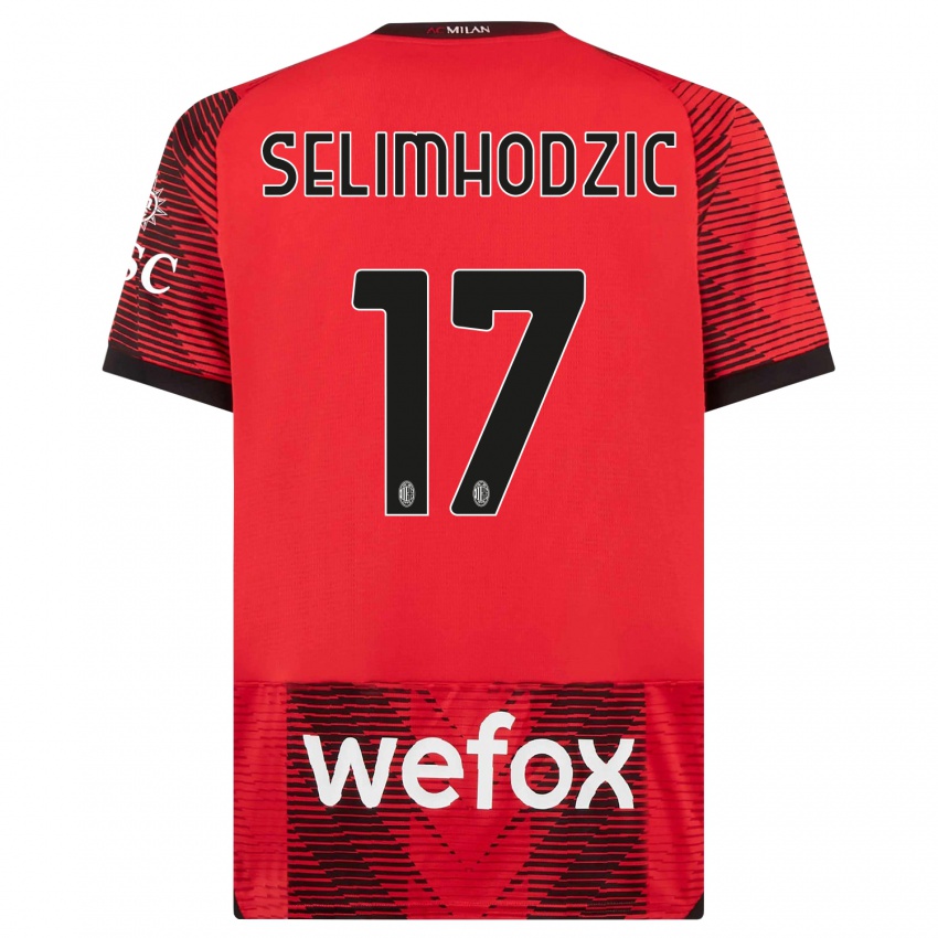 Gyermek Noa Selimhodzic #17 Piros Fekete Hazai Jersey 2023/24 Mez Póló Ing