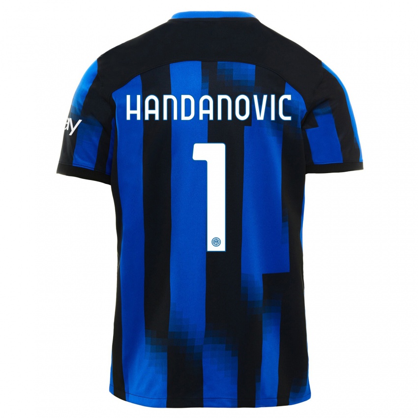 Gyermek Samir Handanovic #1 Fekete Kék Hazai Jersey 2023/24 Mez Póló Ing