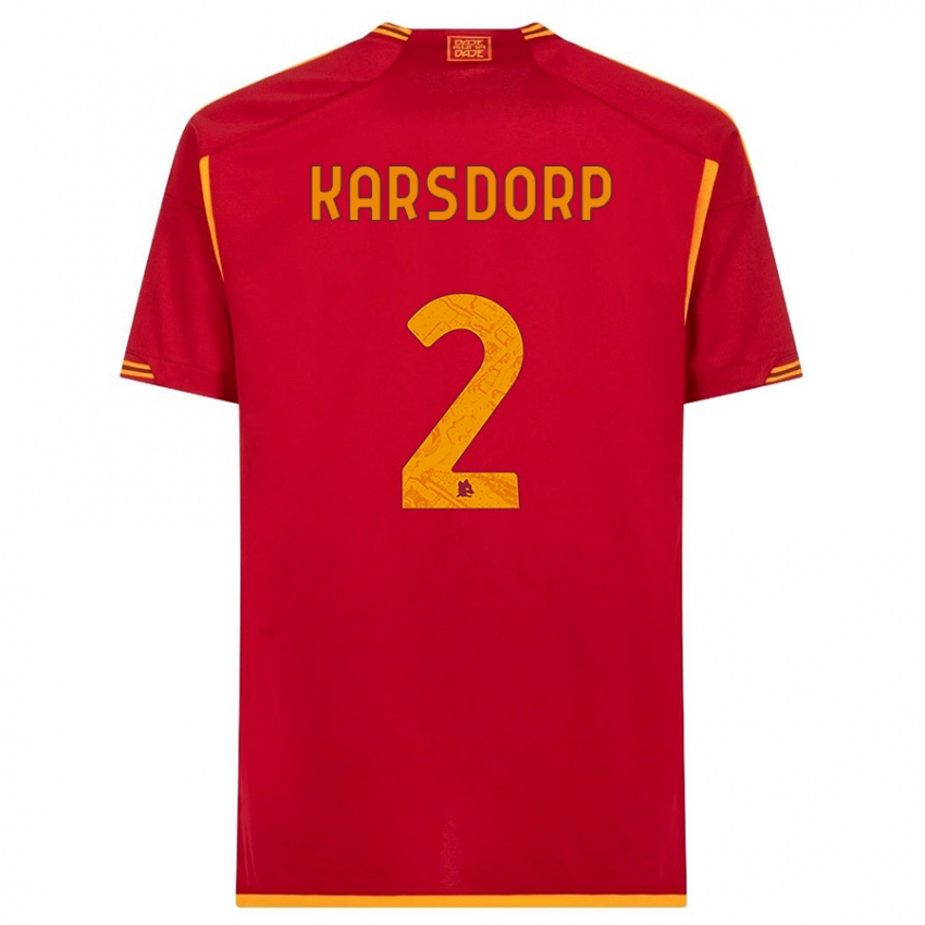 Gyermek Rick Karsdorp #2 Piros Hazai Jersey 2023/24 Mez Póló Ing