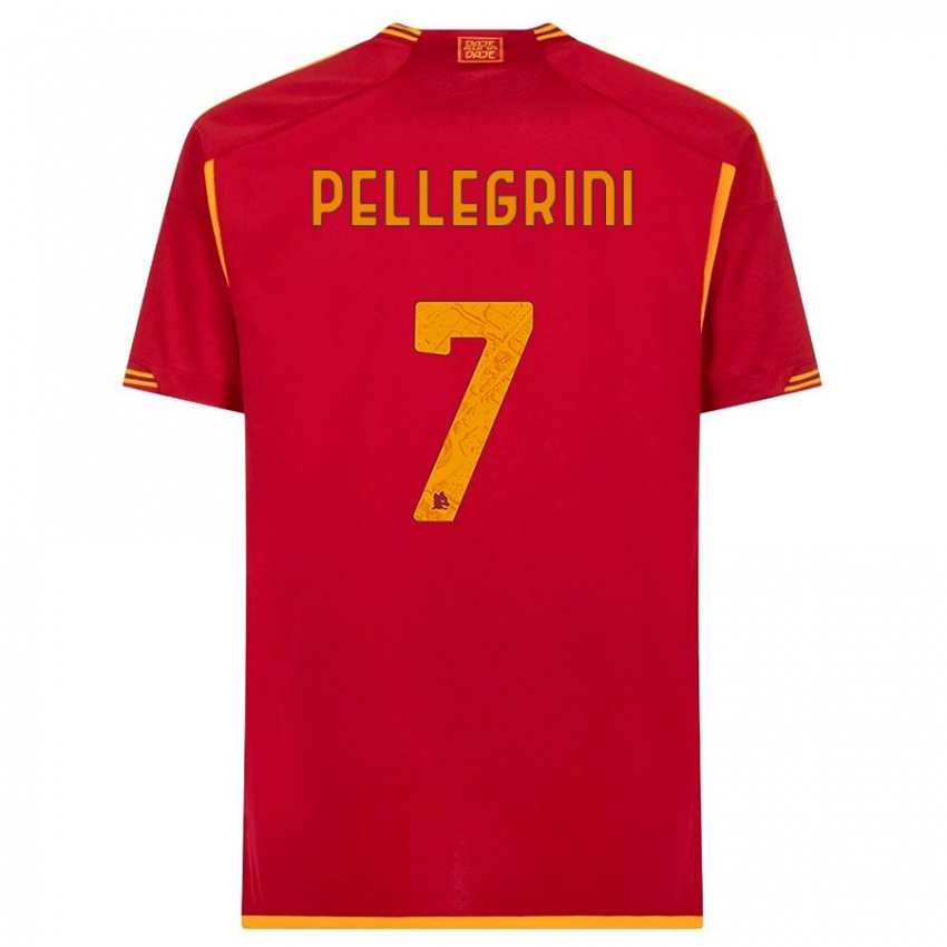 Gyermek Lorenzo Pellegrini #7 Piros Hazai Jersey 2023/24 Mez Póló Ing