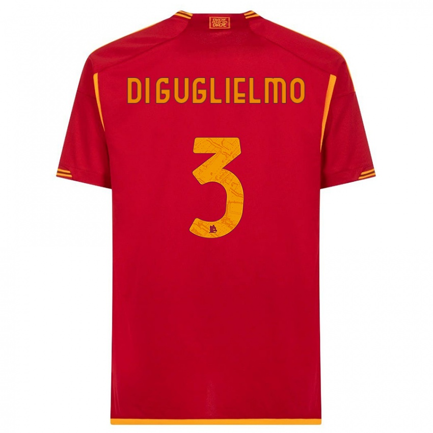 Gyermek Lucia Di Guglielmo #3 Piros Hazai Jersey 2023/24 Mez Póló Ing