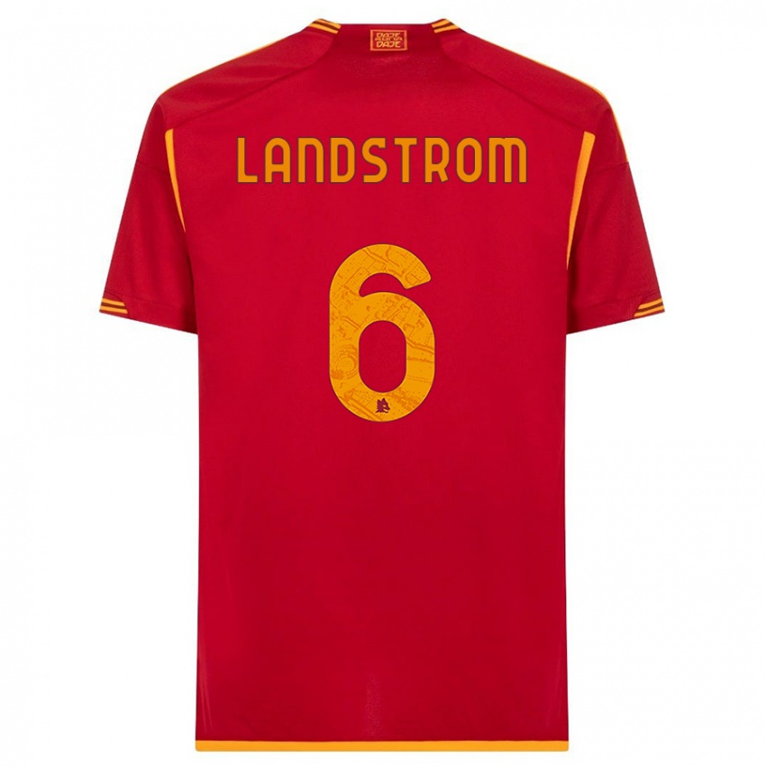 Gyermek Elin Landstrom #6 Piros Hazai Jersey 2023/24 Mez Póló Ing