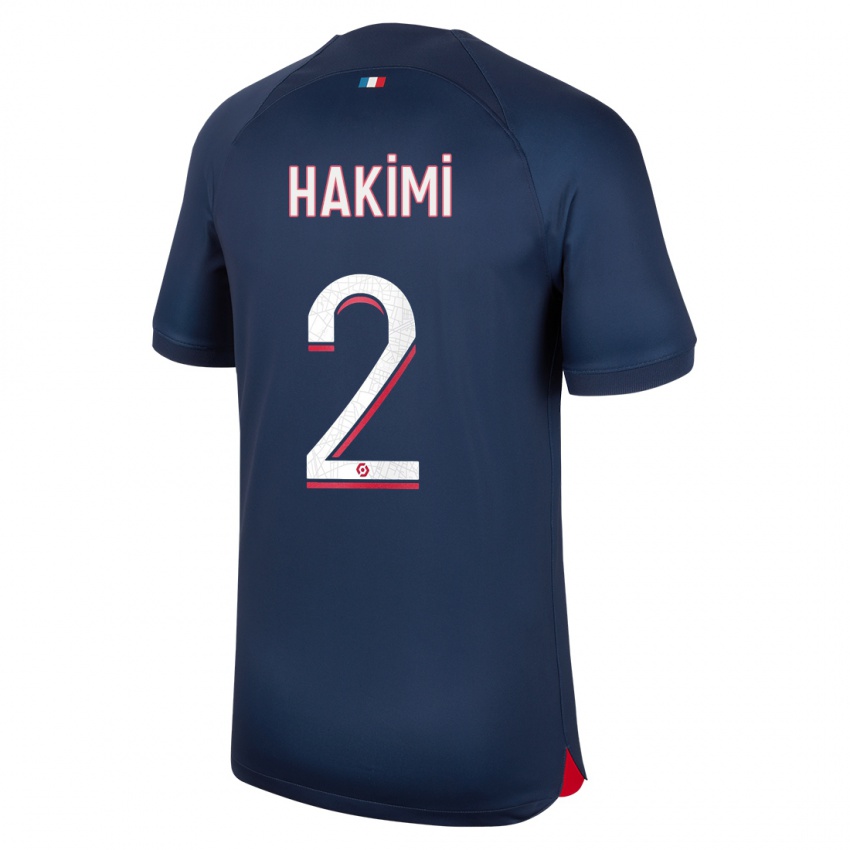 Gyermek Achraf Hakimi #2 Kék Piros Hazai Jersey 2023/24 Mez Póló Ing