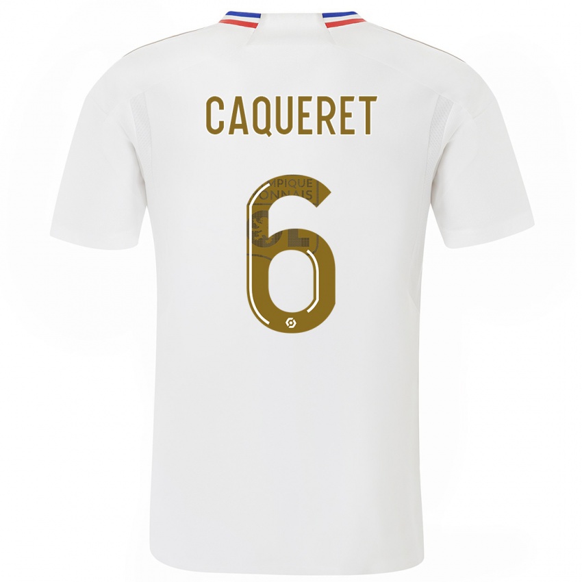 Gyermek Maxence Caqueret #6 Fehér Hazai Jersey 2023/24 Mez Póló Ing