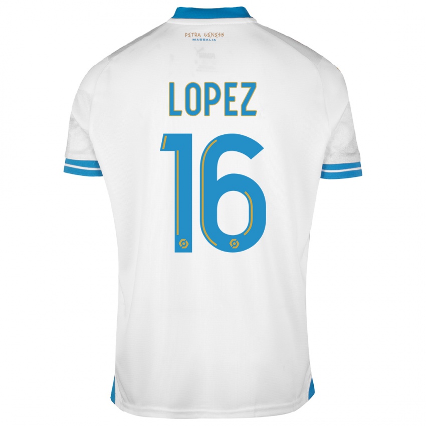 Gyermek Pau Lopez #16 Fehér Hazai Jersey 2023/24 Mez Póló Ing