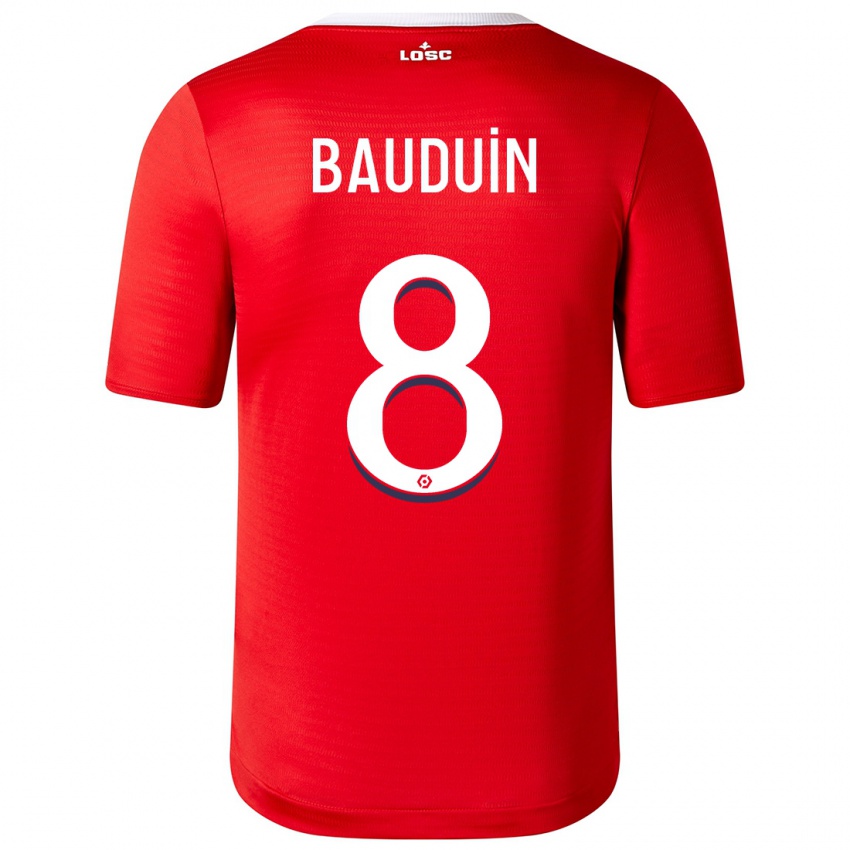 Gyermek Justine Bauduin #8 Piros Hazai Jersey 2023/24 Mez Póló Ing