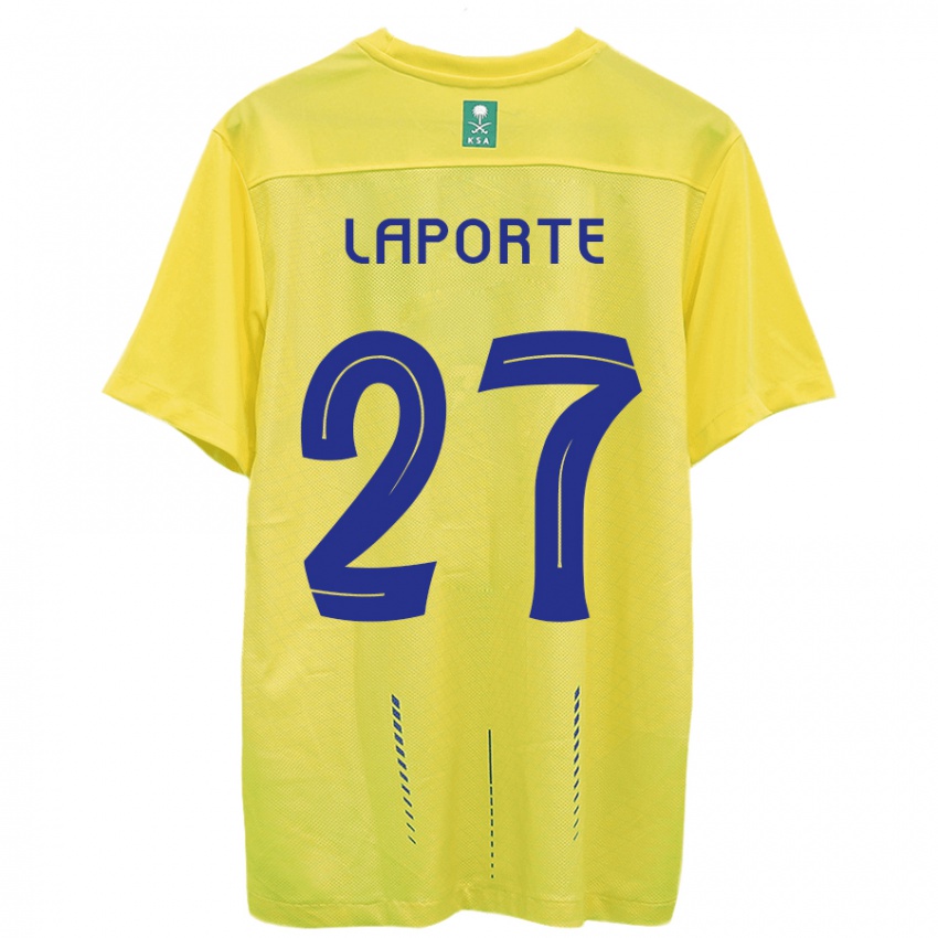 Gyermek Aymeric Laporte #27 Sárga Hazai Jersey 2023/24 Mez Póló Ing