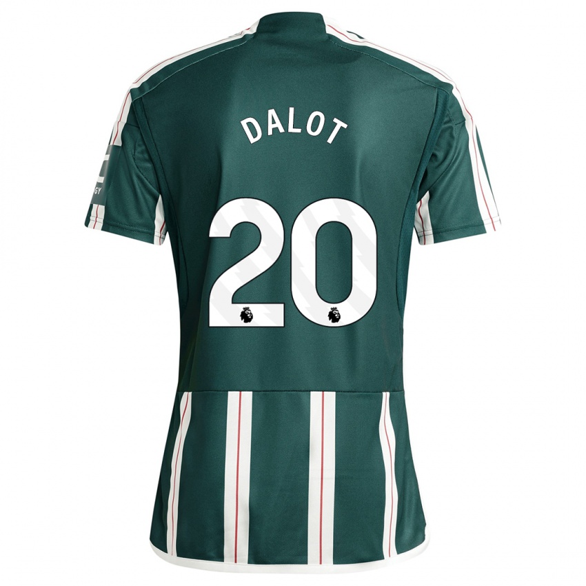 Gyermek Diogo Dalot #20 Sötétzöld Idegenbeli Jersey 2023/24 Mez Póló Ing