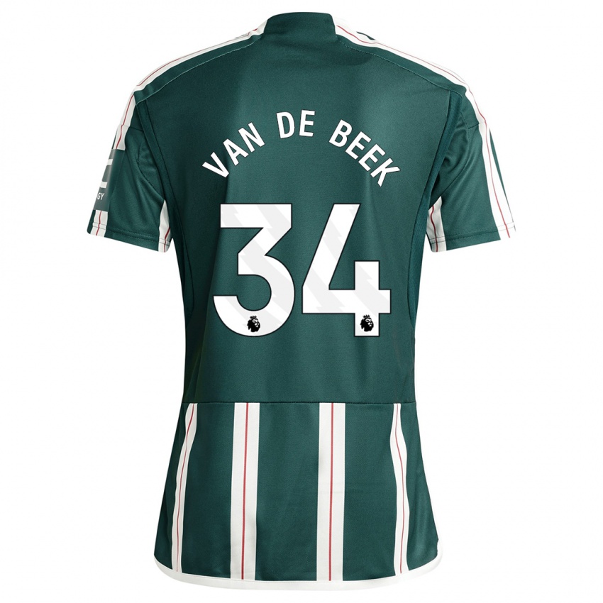 Gyermek Donny Van De Beek #34 Sötétzöld Idegenbeli Jersey 2023/24 Mez Póló Ing