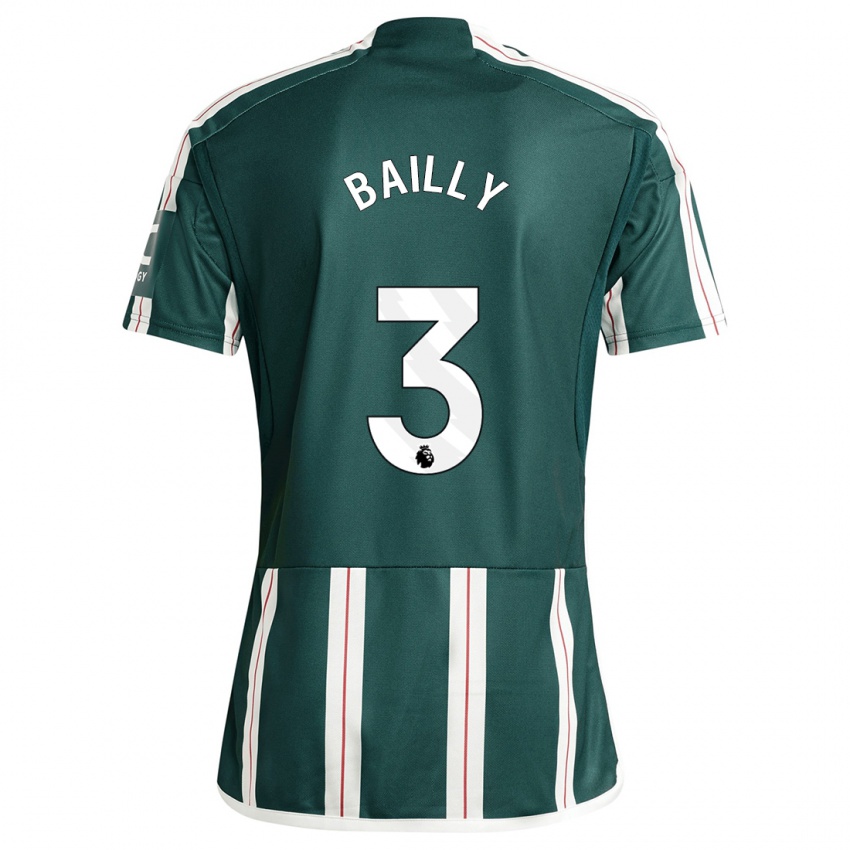 Gyermek Eric Bailly #3 Sötétzöld Idegenbeli Jersey 2023/24 Mez Póló Ing