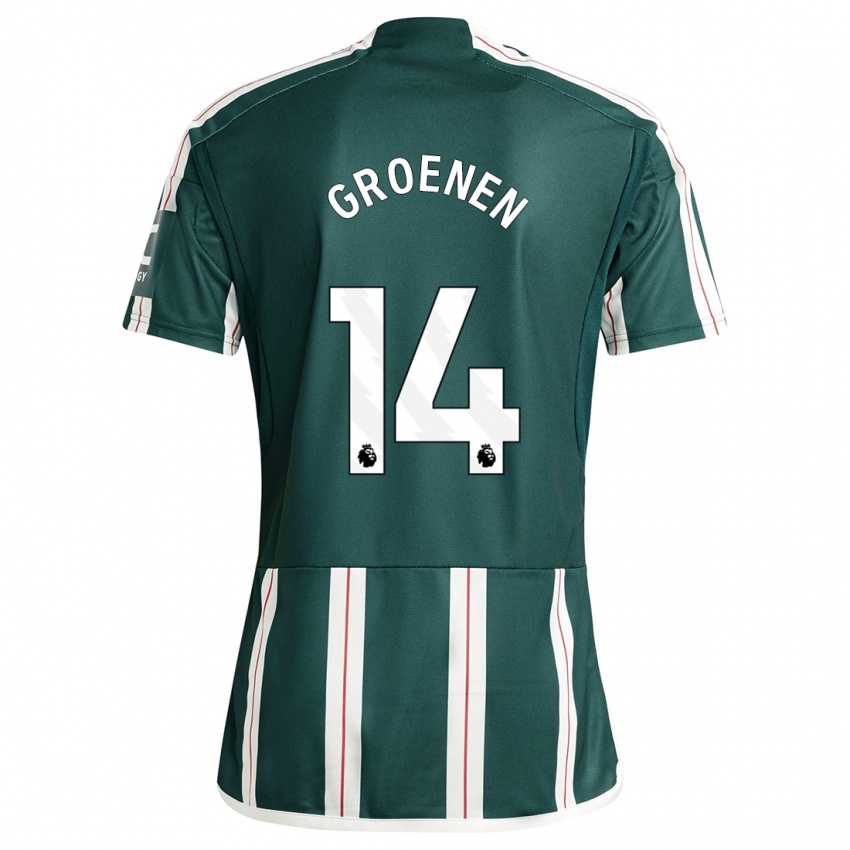 Gyermek Jackie Groenen #14 Sötétzöld Idegenbeli Jersey 2023/24 Mez Póló Ing