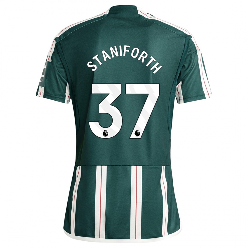 Gyermek Lucy Staniforth #37 Sötétzöld Idegenbeli Jersey 2023/24 Mez Póló Ing