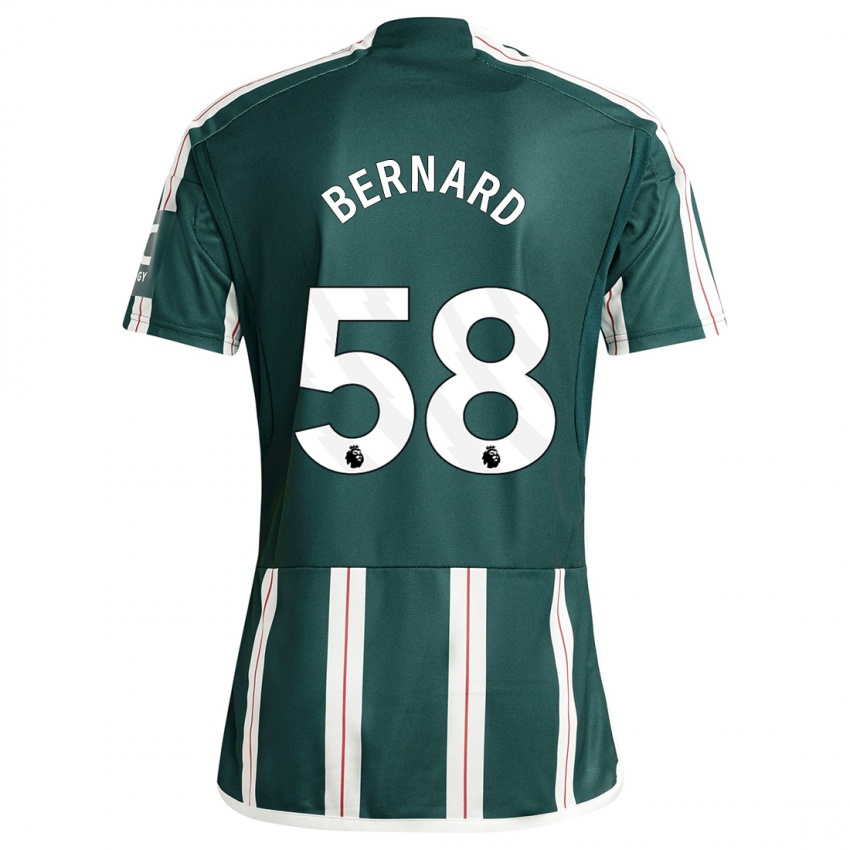 Gyermek Bernard #58 Sötétzöld Idegenbeli Jersey 2023/24 Mez Póló Ing