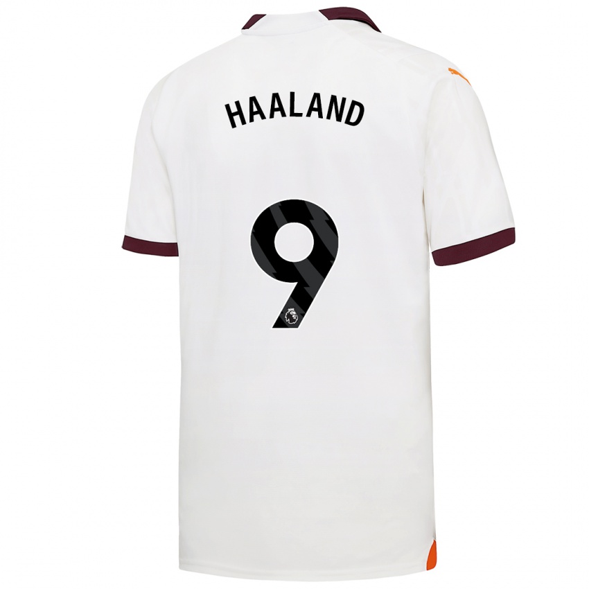 Gyermek Erling Haaland #9 Fehér Idegenbeli Jersey 2023/24 Mez Póló Ing