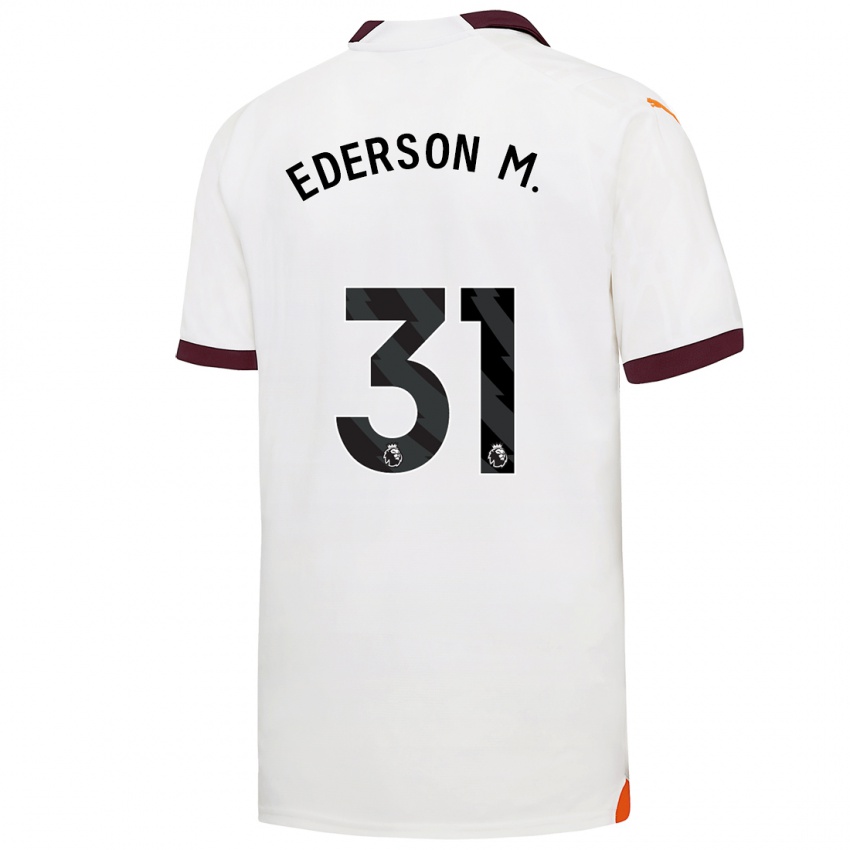 Gyermek Ederson Moraes #31 Fehér Idegenbeli Jersey 2023/24 Mez Póló Ing