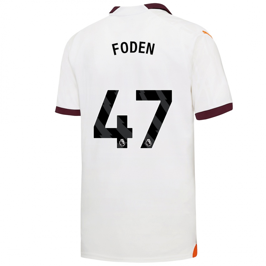 Gyermek Phil Foden #47 Fehér Idegenbeli Jersey 2023/24 Mez Póló Ing