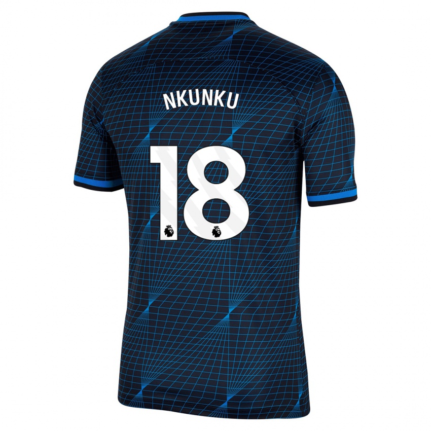 Gyermek Christopher Nkunku #18 Sötétkék Idegenbeli Jersey 2023/24 Mez Póló Ing