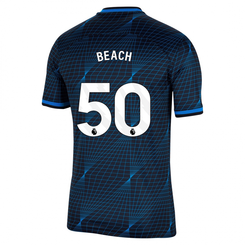 Gyermek Eddie Beach #50 Sötétkék Idegenbeli Jersey 2023/24 Mez Póló Ing