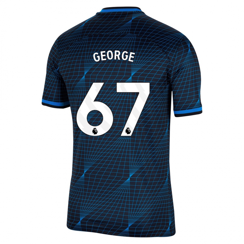 Gyermek Tyrique George #67 Sötétkék Idegenbeli Jersey 2023/24 Mez Póló Ing