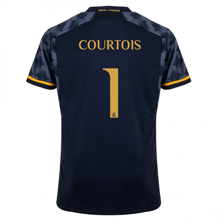 Gyermek Thibaut Courtois #1 Sötétkék Idegenbeli Jersey 2023/24 Mez Póló Ing