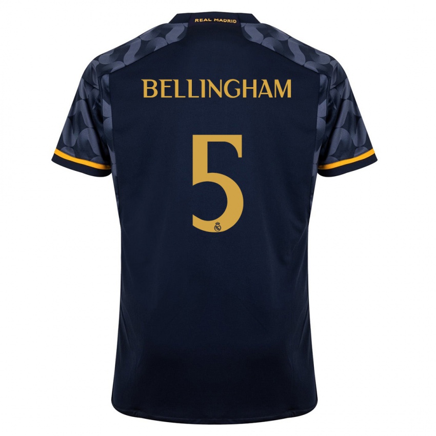 Gyermek Jude Bellingham #5 Sötétkék Idegenbeli Jersey 2023/24 Mez Póló Ing