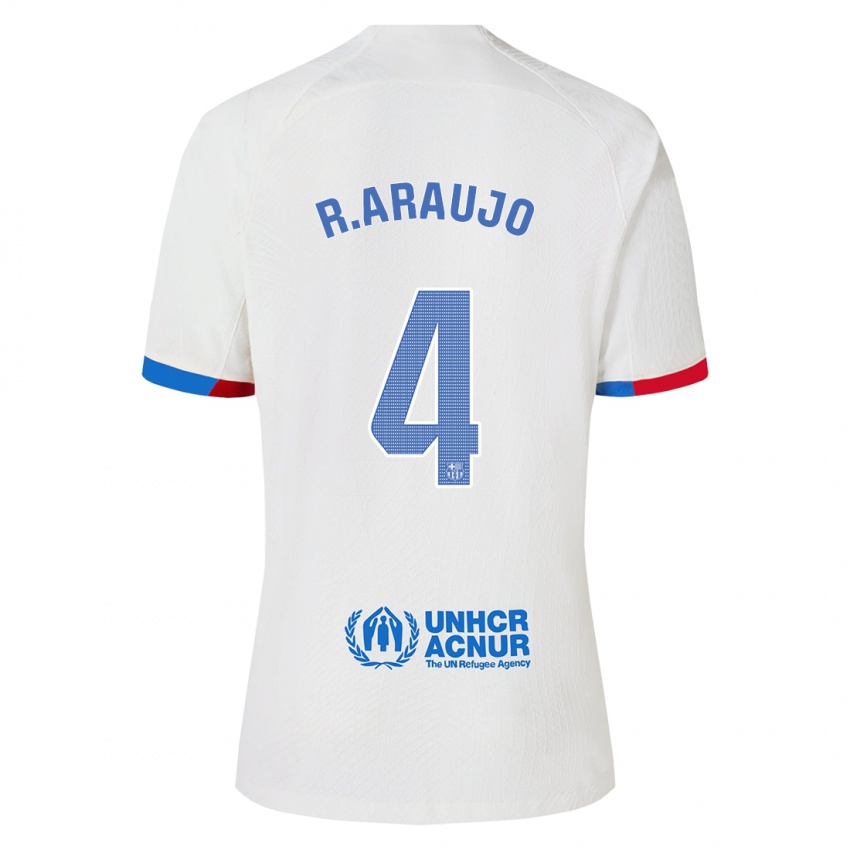 Gyermek Ronald Araujo #4 Fehér Idegenbeli Jersey 2023/24 Mez Póló Ing